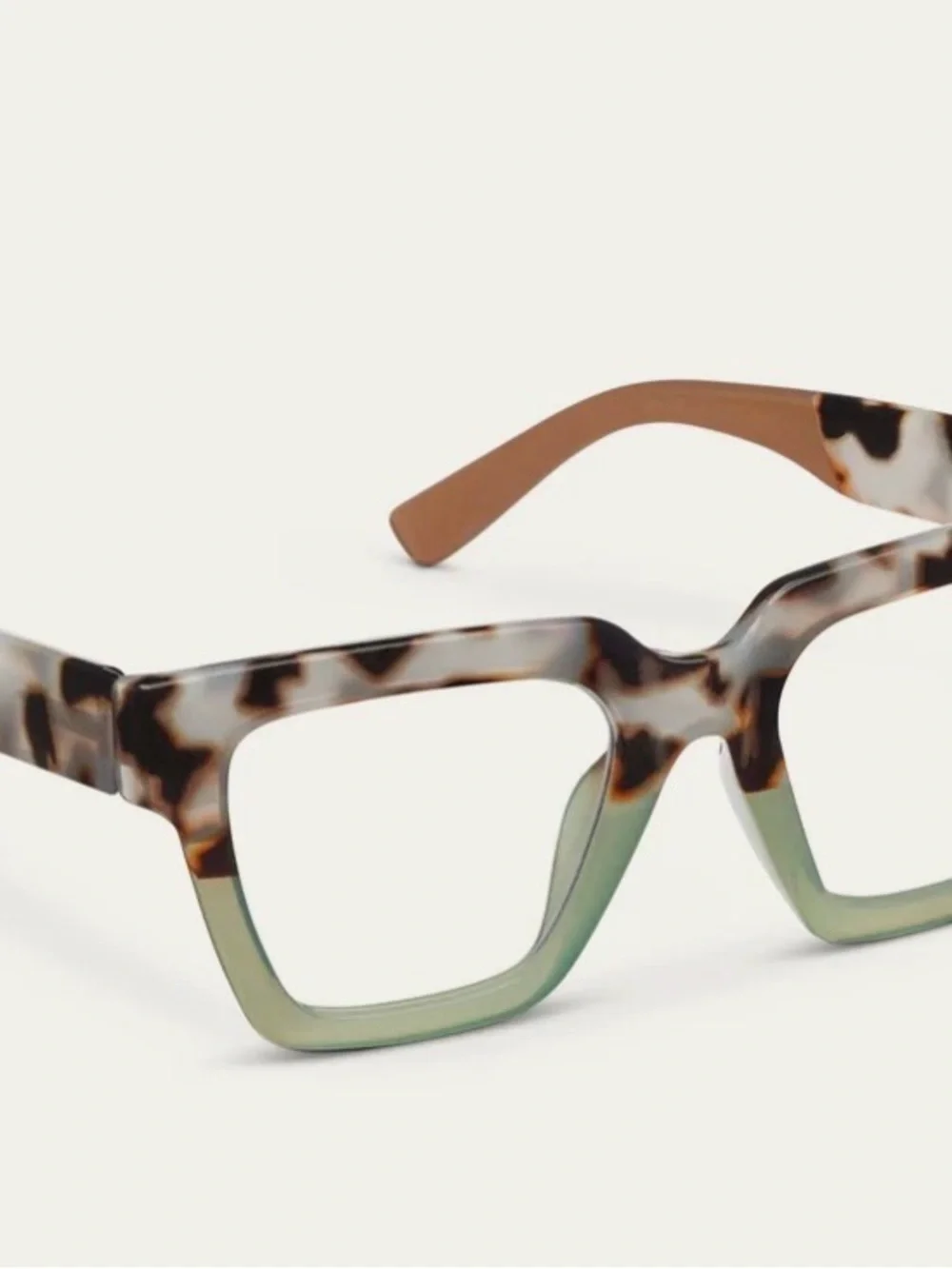 Peepers Take a Bow Readers. Tortoiseshell & Mint Square Blue Light Glasses +1.75